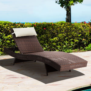 Outdoor Brown Wicker Sun Lounge