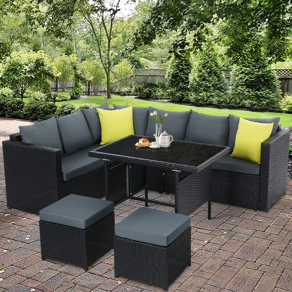 Black Outdoor Dining / Sitting Set