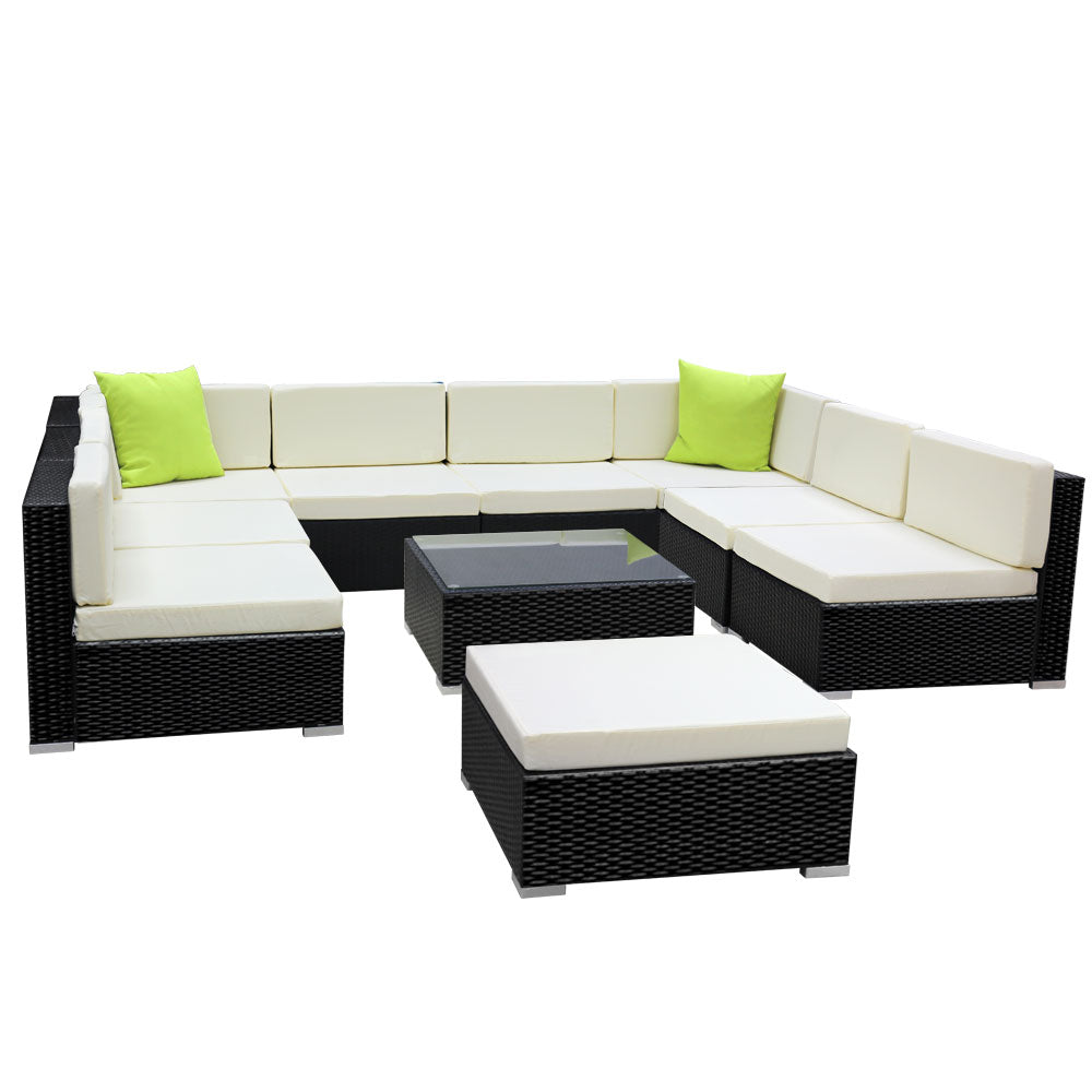 Large 10 Piece Outdoor Sofa Set For Patio Deck