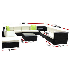 Large 12PCS Family Sofa Set With Cover Included