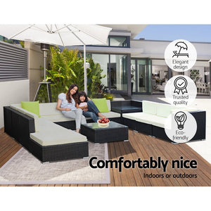 Large 12PCS Outdoor Sofa Set With Wicker Cushions