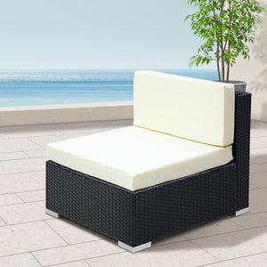 Outdoor Sofa Chair With White Cushions