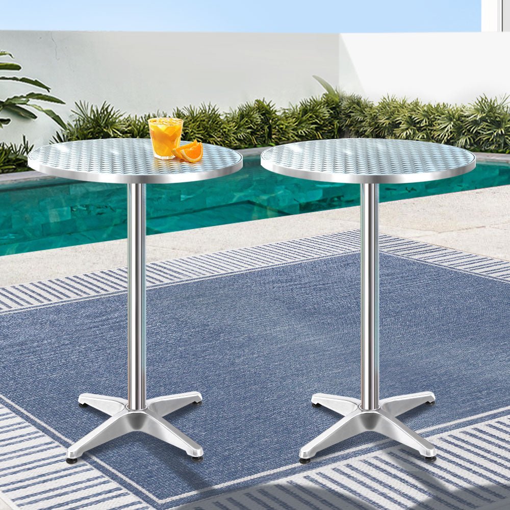 2pcs Aluminum Outdoor Bar Table Set