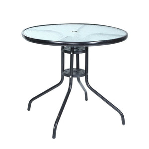 Steel Table With 70cm Glass Top