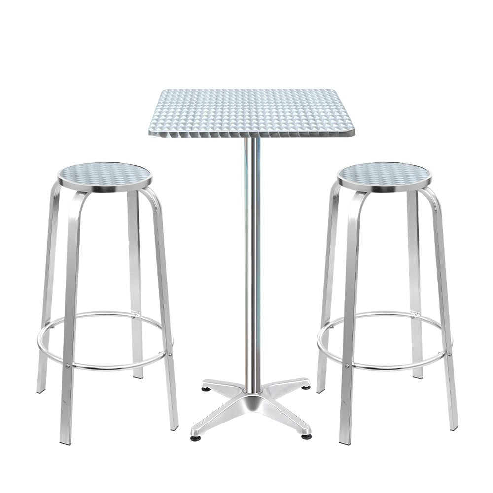 Adjustable Aluminum Cafe Bar Table And Stools Set
