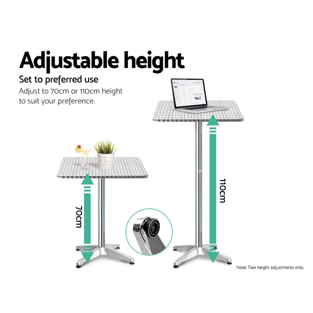 Adjustable Aluminum Cafe Bar Table And Stools Set