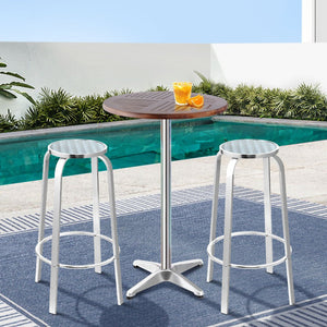 Adjustable Aluminum Cafe Bar Table And Stools Set
