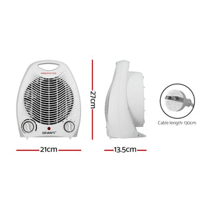 Devanti Electric Fan Heater | Portable Room Office Heaters Hot Cool Wind - 2000W