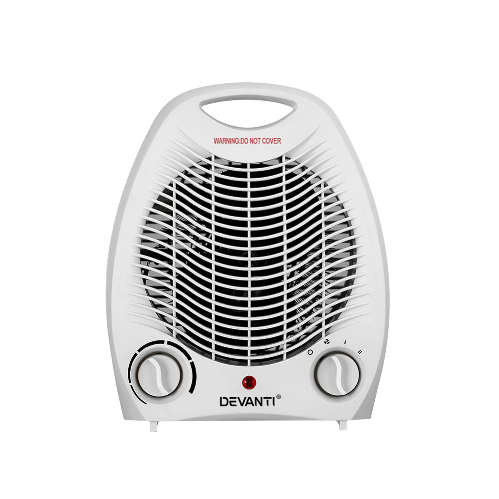 Devanti Electric Fan Heater | Portable Room Office Heaters Hot Cool Wind - 2000W