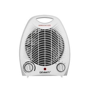 Devanti Electric Fan Heater | Portable Room Office Heaters Hot Cool Wind - 2000W