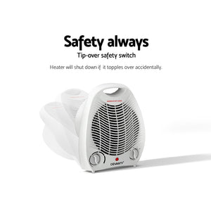 Devanti Electric Fan Heater | Portable Room Office Heaters Hot Cool Wind - 2000W