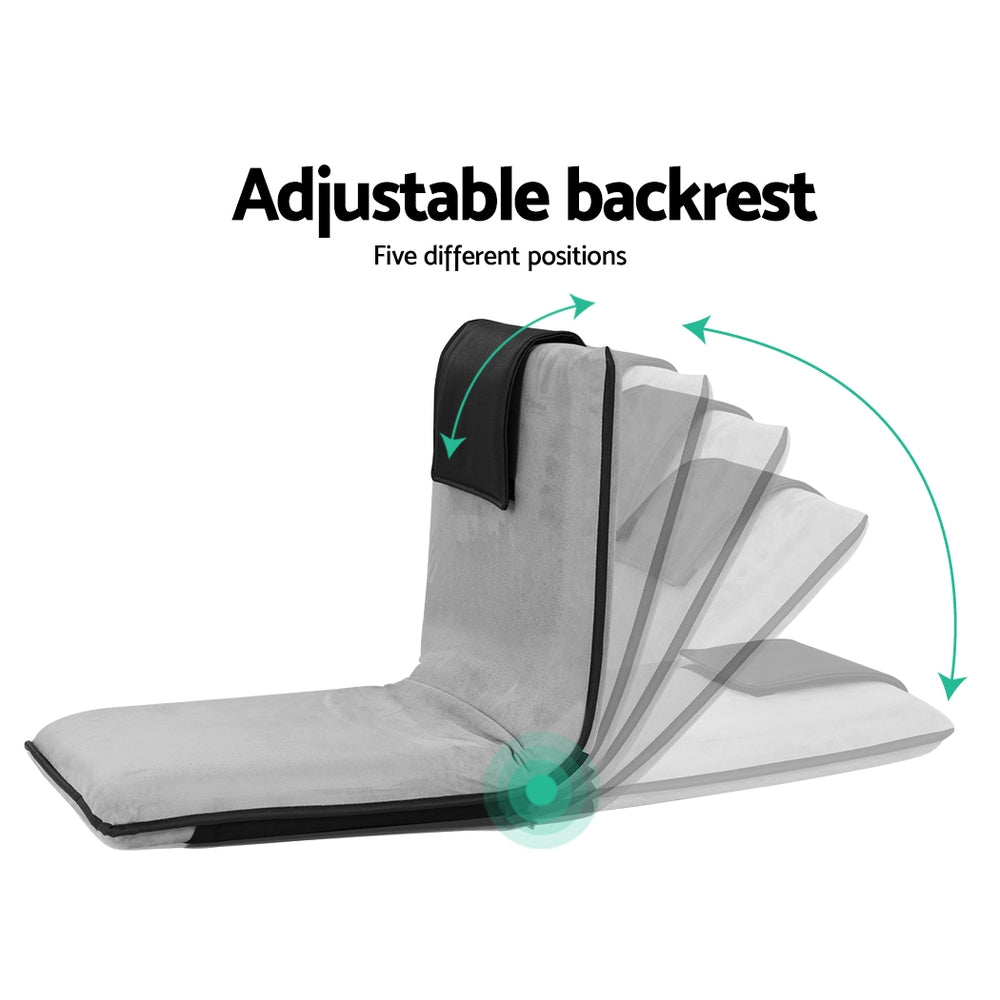 Artiss Floor Lounge Recliner Sofa Bed | Comfortable Folding Chair with Cushion (Grey)