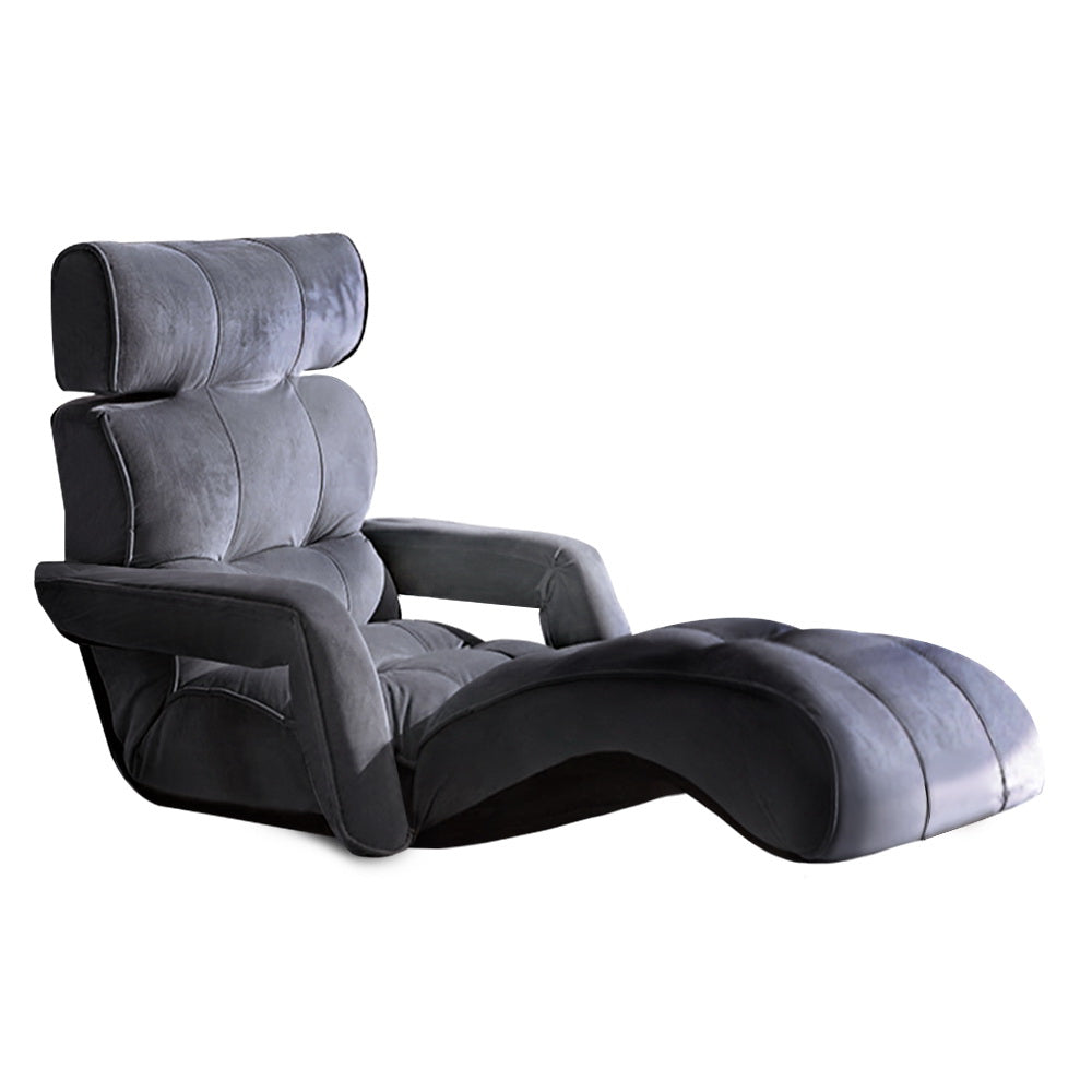Adjustable Charcoal Lounger with Arm Rests