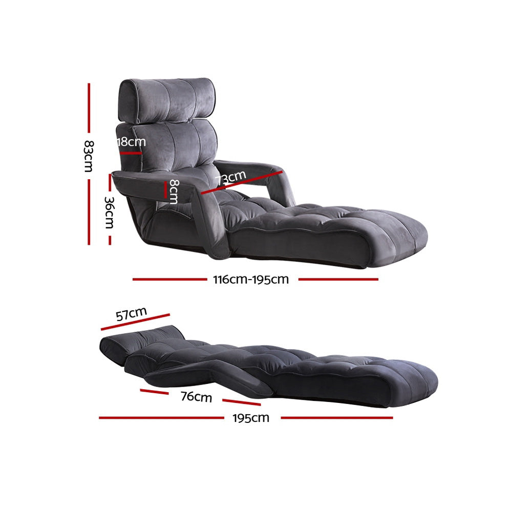 Adjustable Charcoal Lounger with Arm Rests
