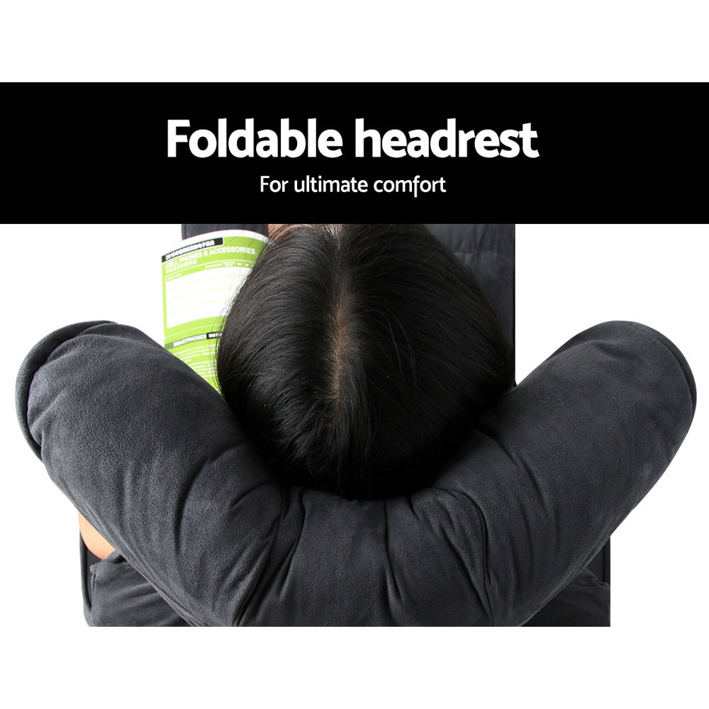 Adjustable Charcoal Lounger with Arm Rests