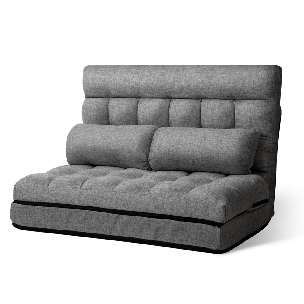 Grey 2-seater Folding Floor Charcoal Sofa Bed