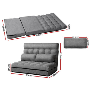 Grey 2-seater Folding Floor Charcoal Sofa Bed