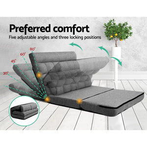 Grey 2-seater Folding Floor Charcoal Sofa Bed