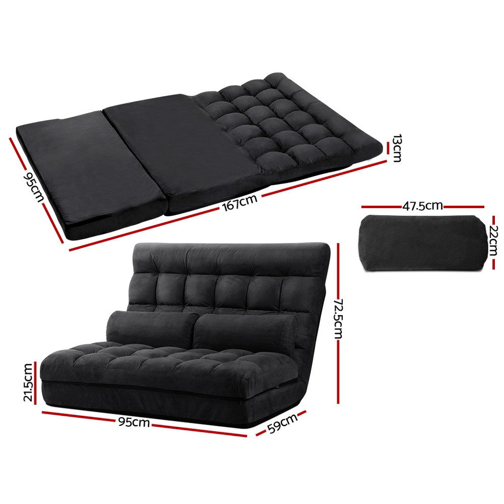 2-seater Folding Floor Charcoal Sofa Bed