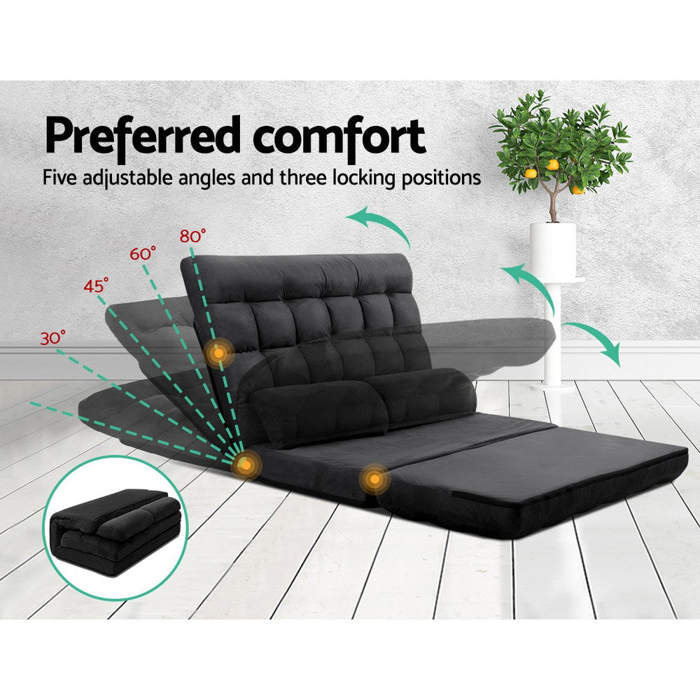 2-seater Folding Floor Charcoal Sofa Bed