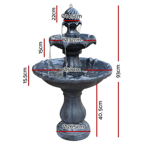 3 Level Outdoor Water Fountain With Solar Powered Pump