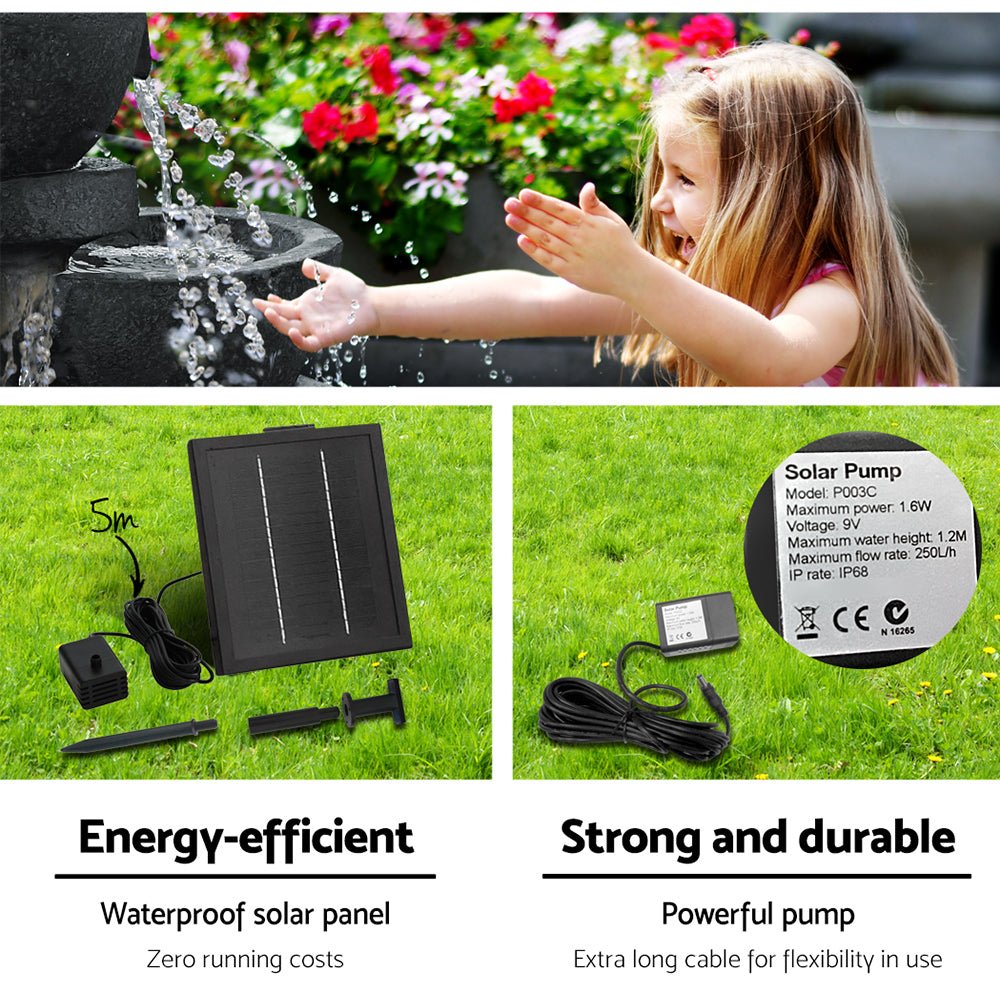 Blue Garden Fountain With Solar Powered Pump