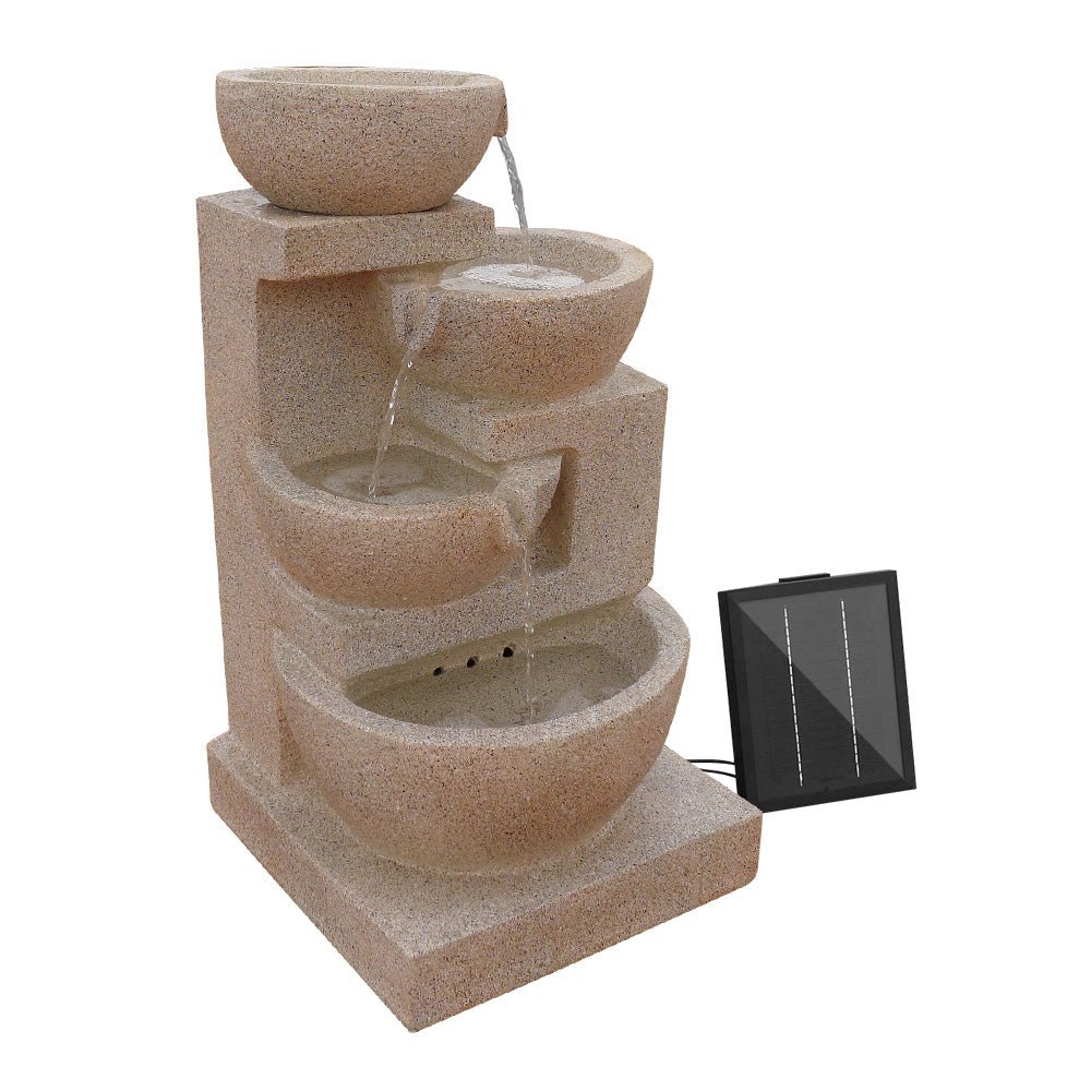 Beige Garden Fountain With Solar Powered Pump