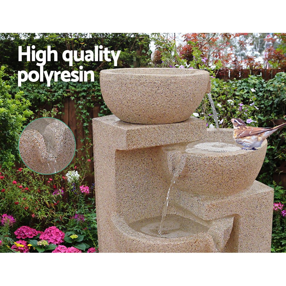 Beige Garden Fountain With Solar Powered Pump