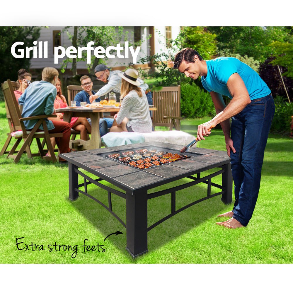Square Table Fire Pit With Cover