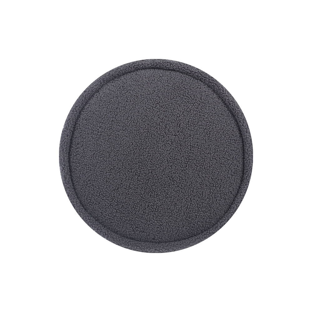 Ottoman Round Foot Stool Teddy Fabric Foot Rest Padded Seat Charcoal by Artiss