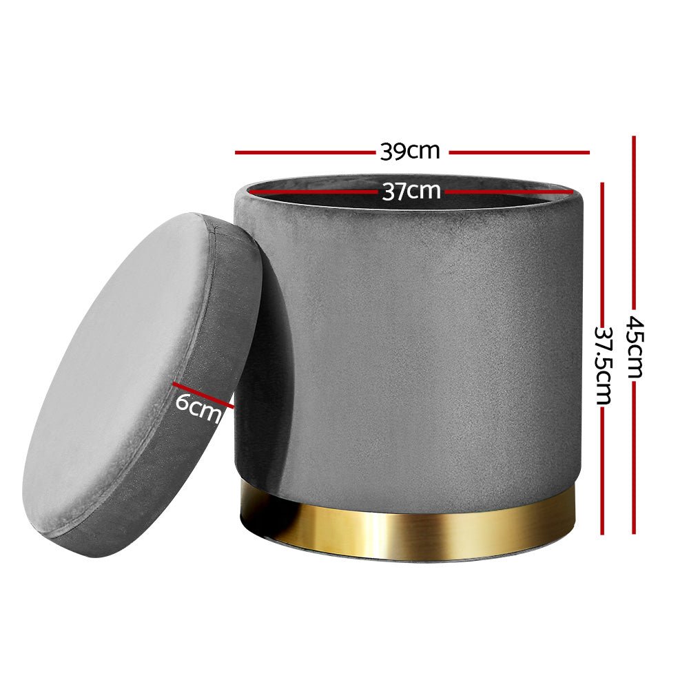 Classic Dark Round Velvet Ottoman / Foot Rest