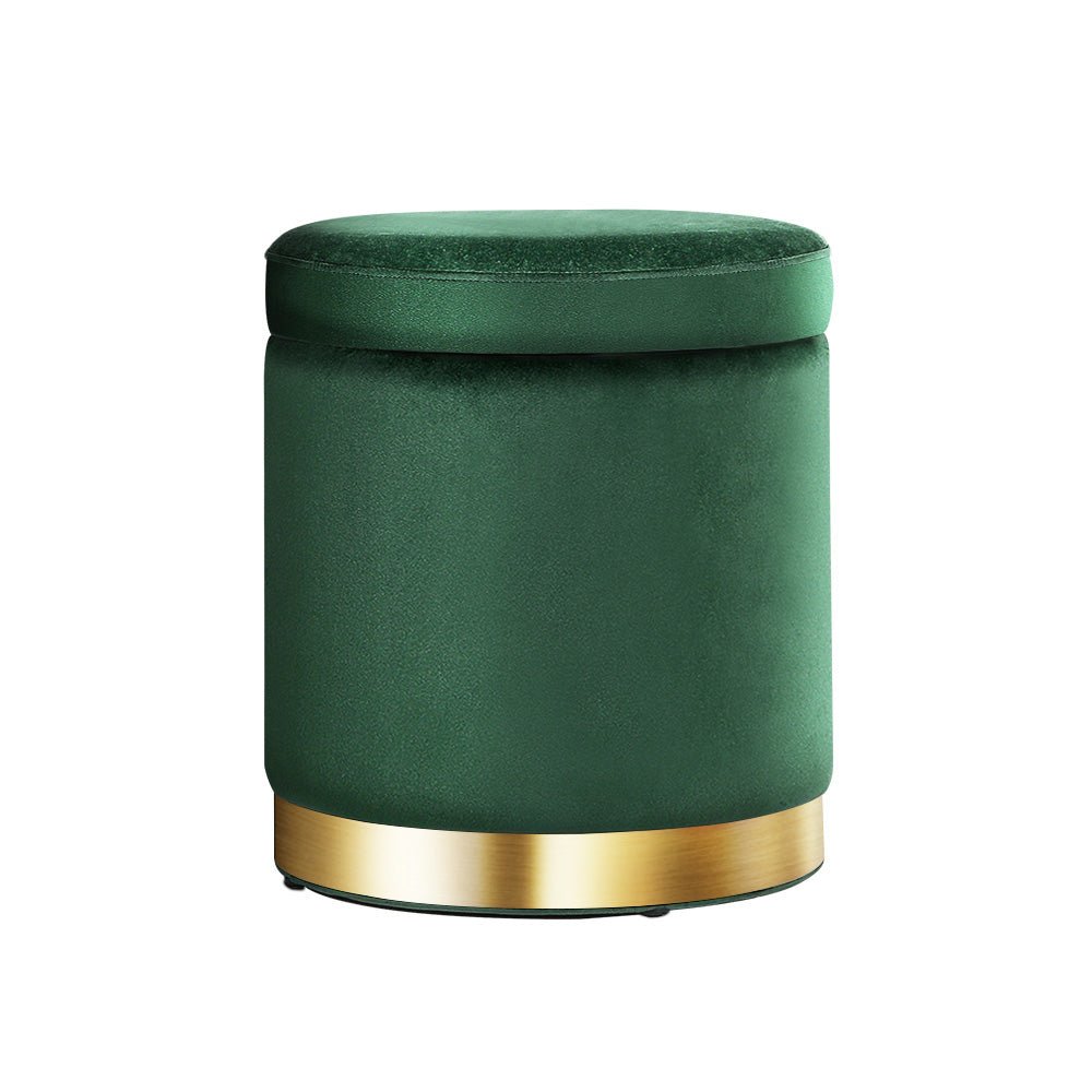 Classic Green Round Velvet Ottoman / Foot Rest
