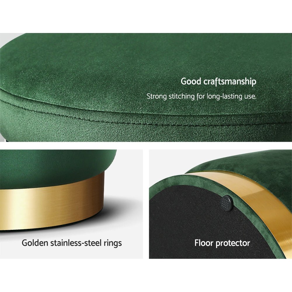 Classic Green Round Velvet Ottoman / Foot Rest