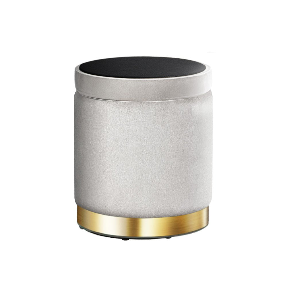Classic Grey Round Velvet Ottoman / Foot Rest