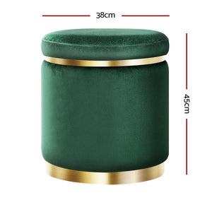 Round Green Velvet Ottoman / Foot Rest