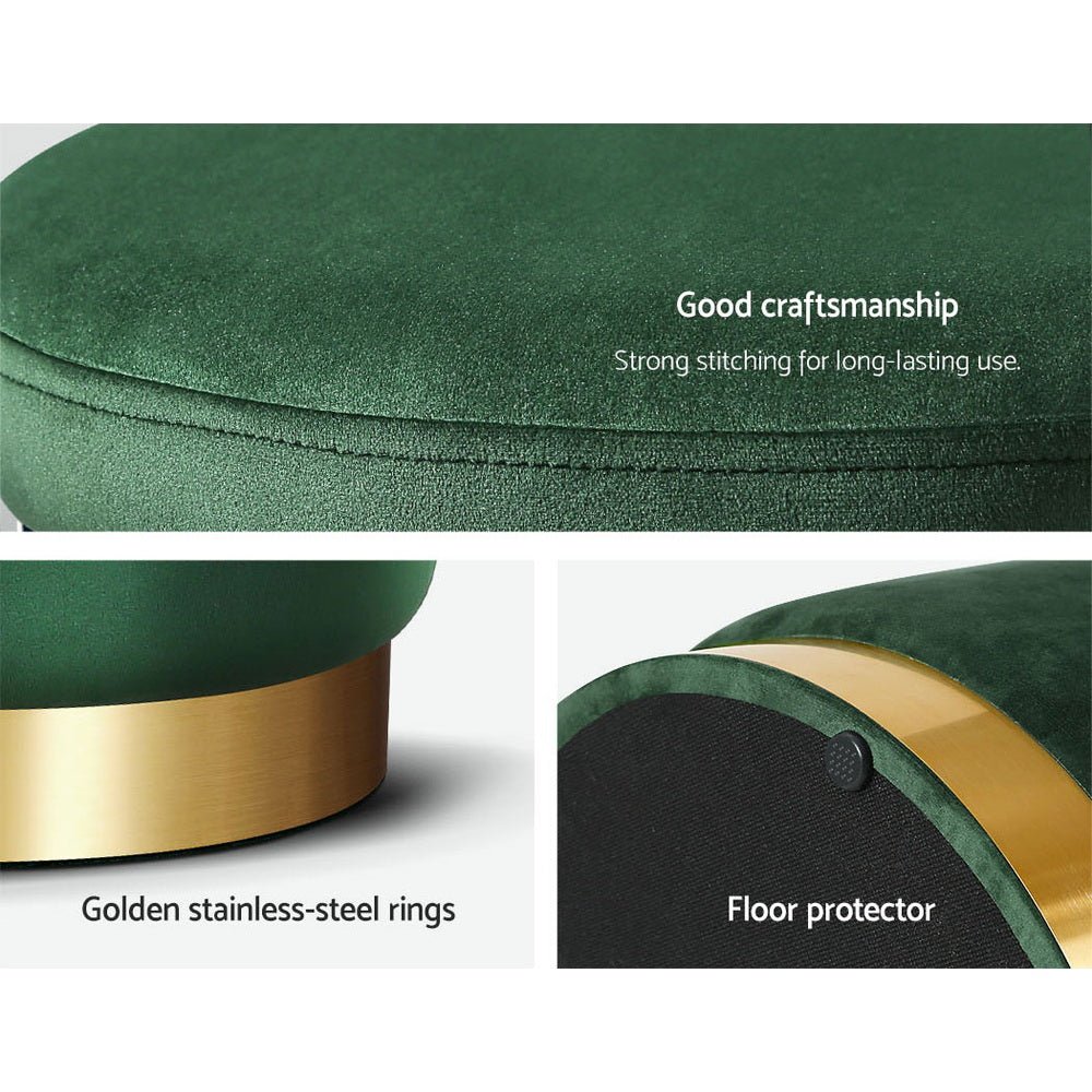 Round Green Velvet Ottoman / Foot Rest