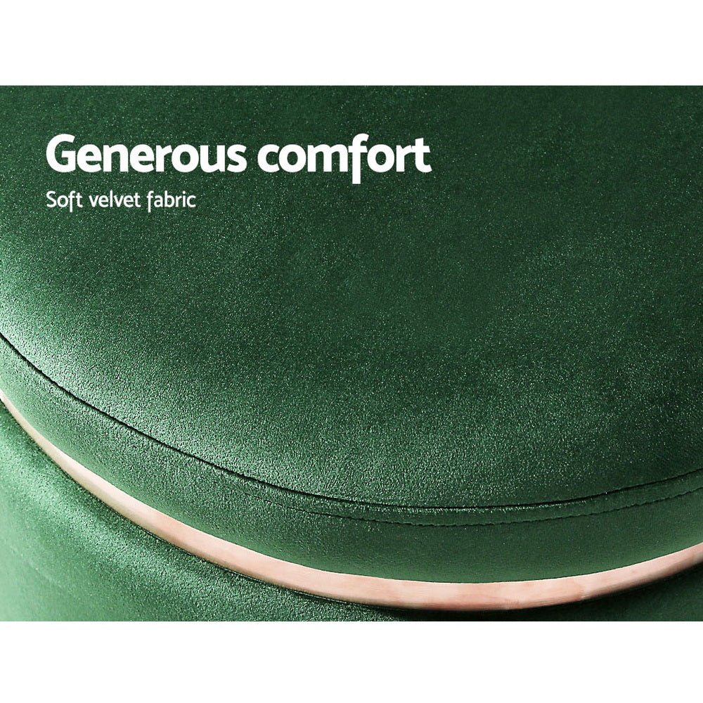 Round Green Velvet Ottoman / Foot Rest