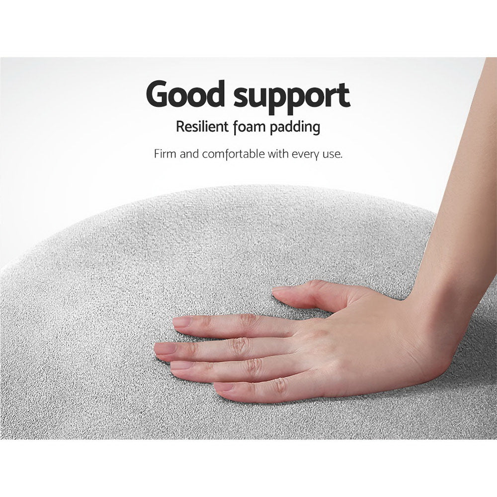 Round Grey Velvet Ottoman / Foot Rest