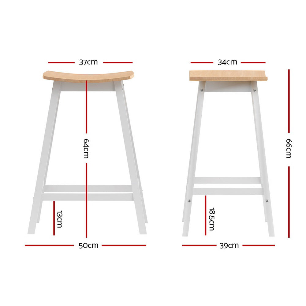 2 x Wooden Bar Stools | Bar Stool | Dining Chairs | Kitchen Barstools | Oak