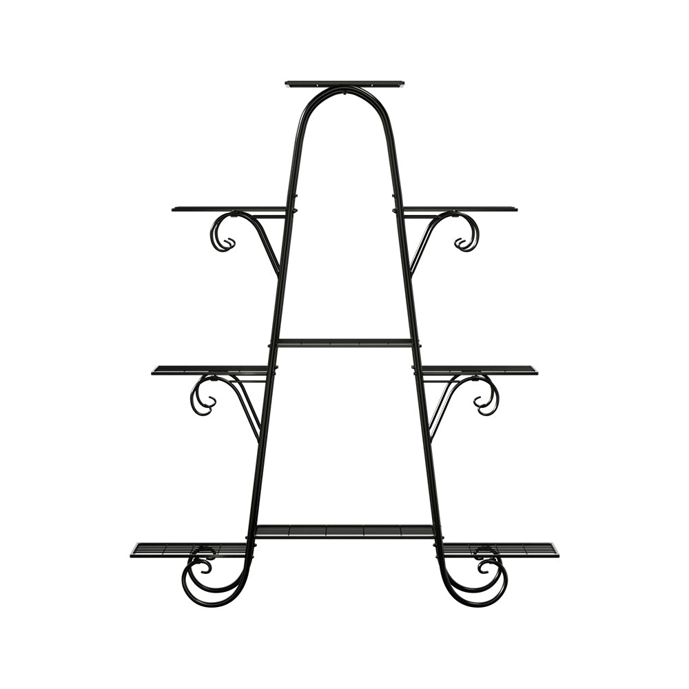 Artiss Plant Stand Outdoor Indoor Metal Flower Pots Rack Corner Shelf (Black)