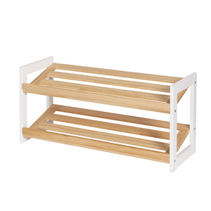 Wooden Shoe Rack Storage | Features 2 Tier Tilted Shelves | Stand Organizer | Brand: Artiss