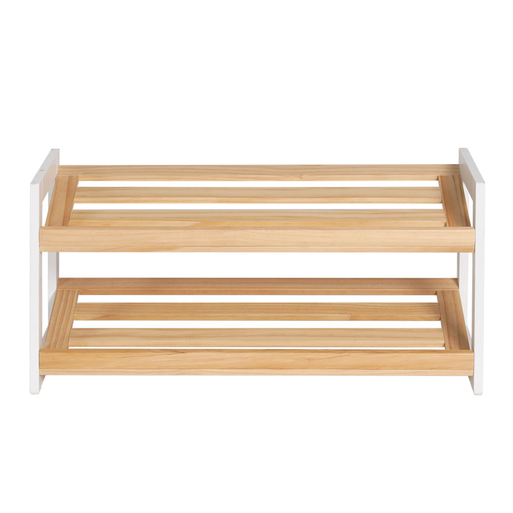 Wooden Shoe Rack Storage | Features 2 Tier Tilted Shelves | Stand Organizer | Brand: Artiss