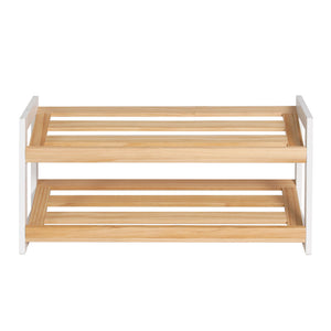 Wooden Shoe Rack Storage | Features 2 Tier Tilted Shelves | Stand Organizer | Brand: Artiss