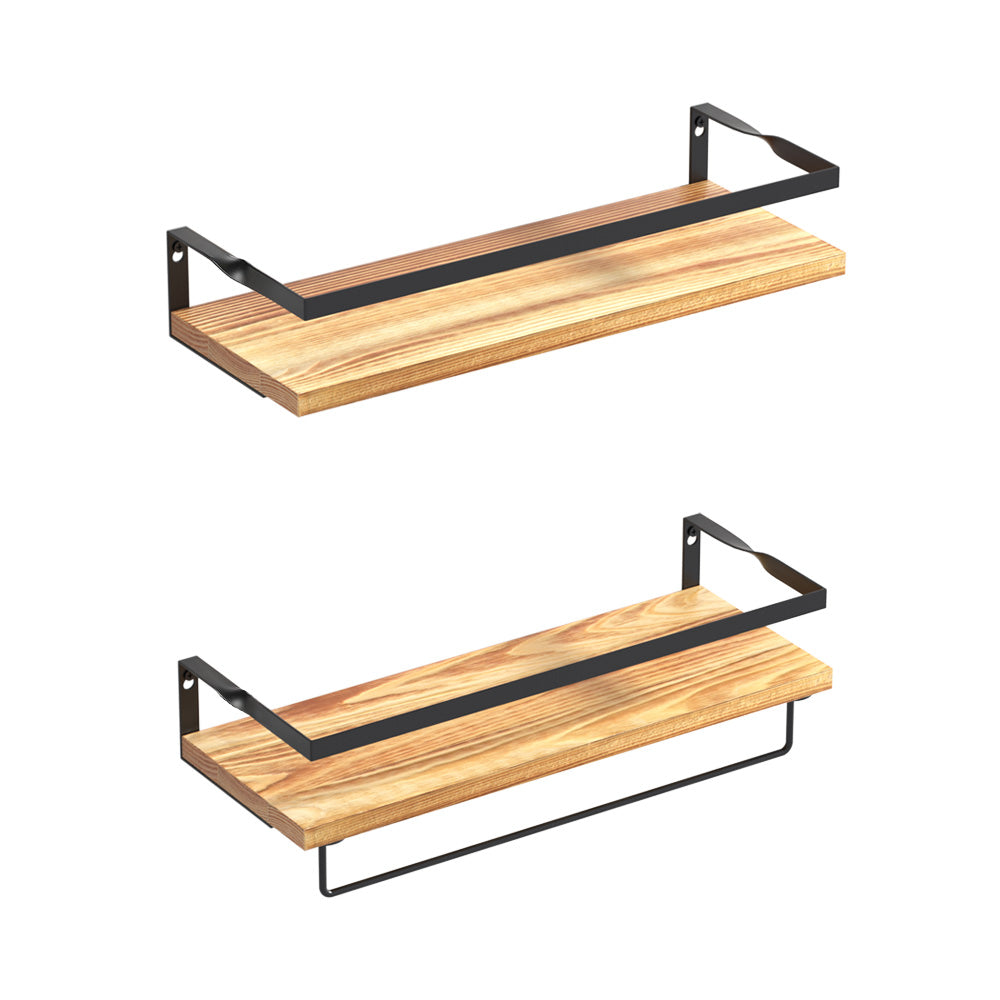 2x Floating Wall Shelves Brackets Towel Rail Rack | DIY Wall Mount Rack