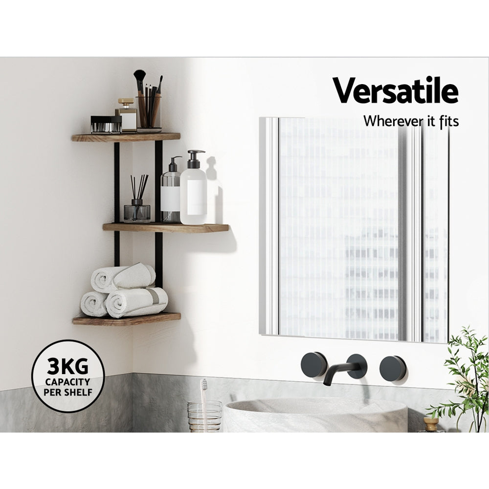 Floating Wall Shelves Brackets | 3 Tiers Corner Display | DIY Wall Mount Rack | Brand: Artiss