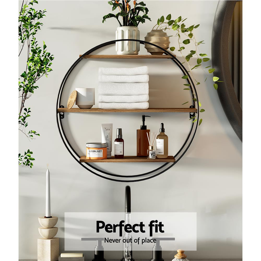 Floating Wall Shelves Brackets | Round | 3 Tiers Display | DIY Wall Mount Rack | Brand: Artiss