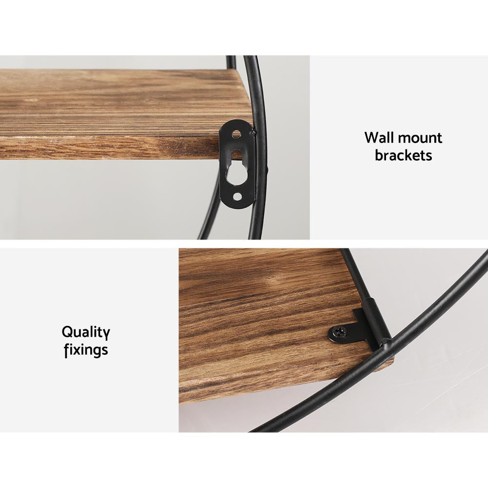 Floating Wall Shelves Brackets | Round | 3 Tiers Display | DIY Wall Mount Rack | Brand: Artiss