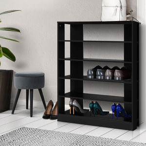 Black Wooden Shoe Cabinet Organiser - 30 Pair Capacity