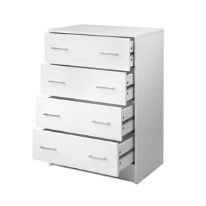 White 4 Drawers Tallboy Storage Cabinet
