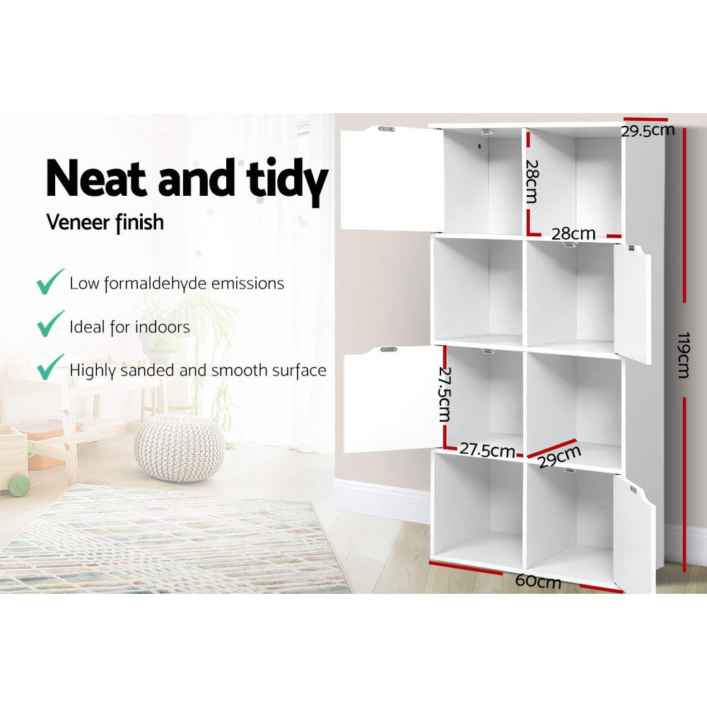 8 Cube White Display Storage Shelf